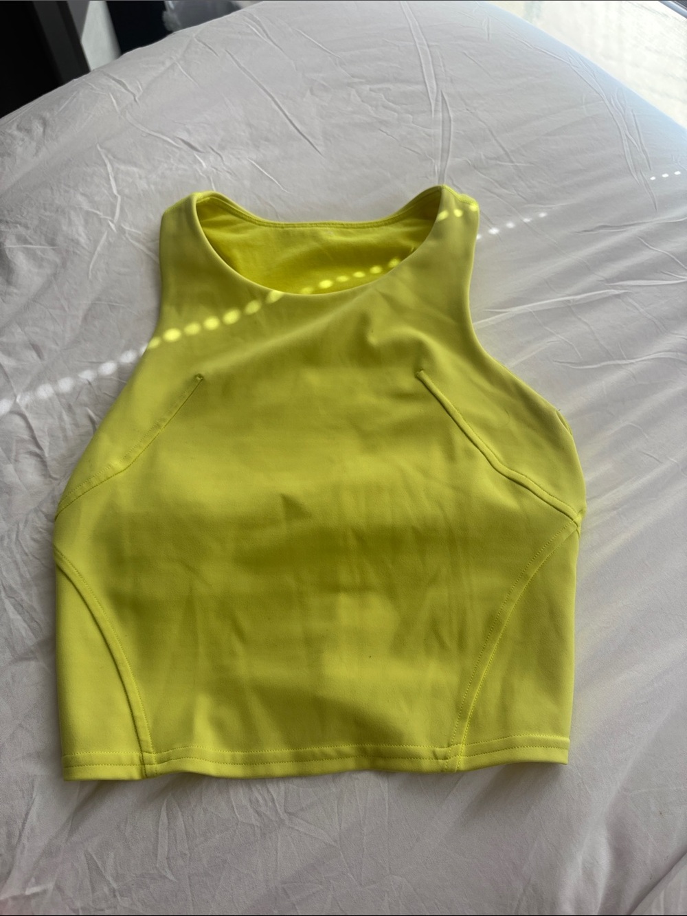 lululemon athletica Neon Yellow High-Neck Crop Tank